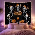 thumbnail image 2 of Dancing Skeleton Children Around Candy Cauldron, Playful Retro Style for Skeleton Decor Fans, Spooky Wall Decor Halloween Gift, Tapestry Wall Hanging for Bedroom and Playroom, 2 of 7