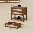 thumbnail image 2 of FANRAL Boho Chic 2 Drawer Nightstand with Rattan Accents,Stylish Storage Bedside Table with Shelf & Gold Handles,Walnut Night Stand, 2 of 6