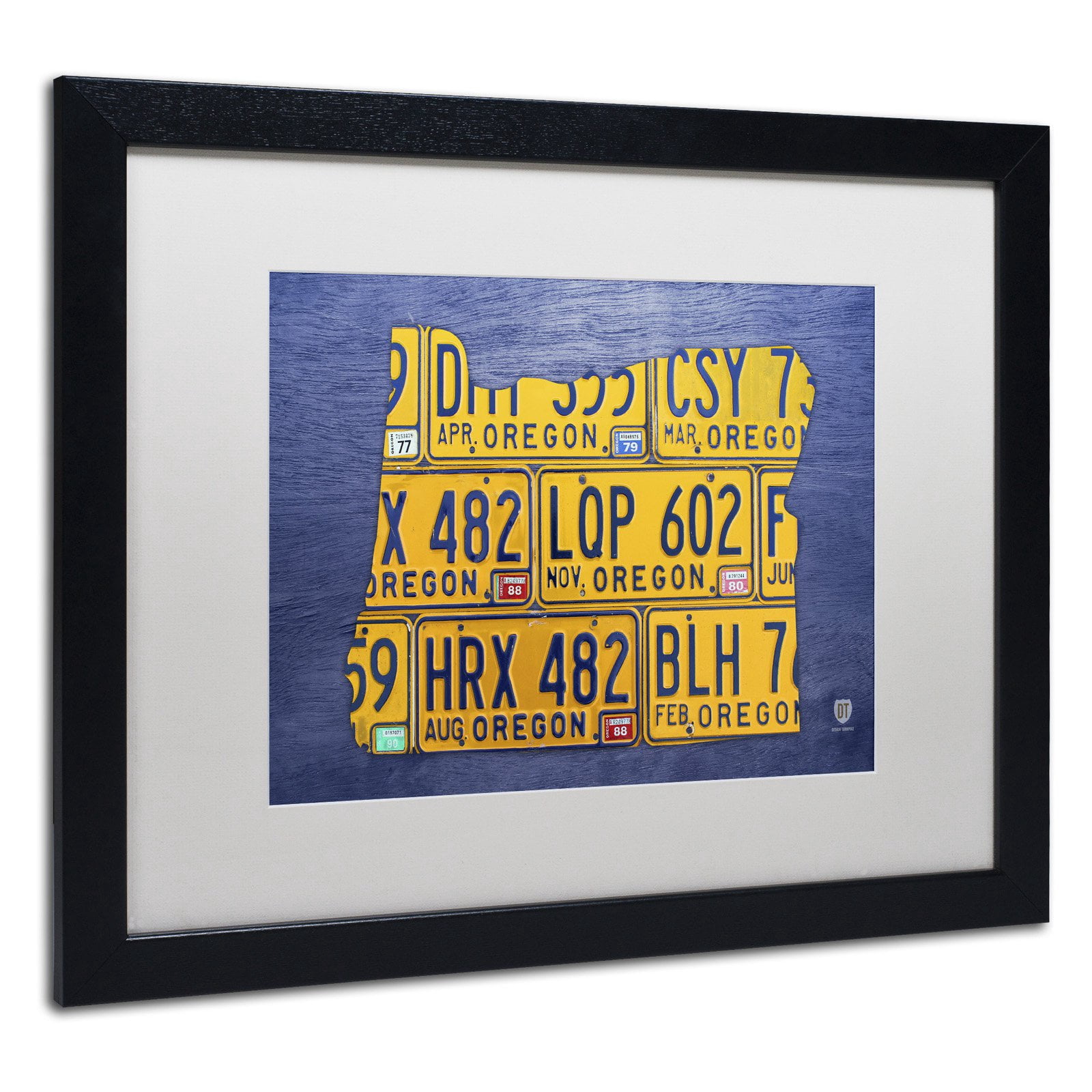 Trademark Fine Art 'Oregon License Plate Map' Canvas Art by Design Turnpike, White Matte, Black Frame