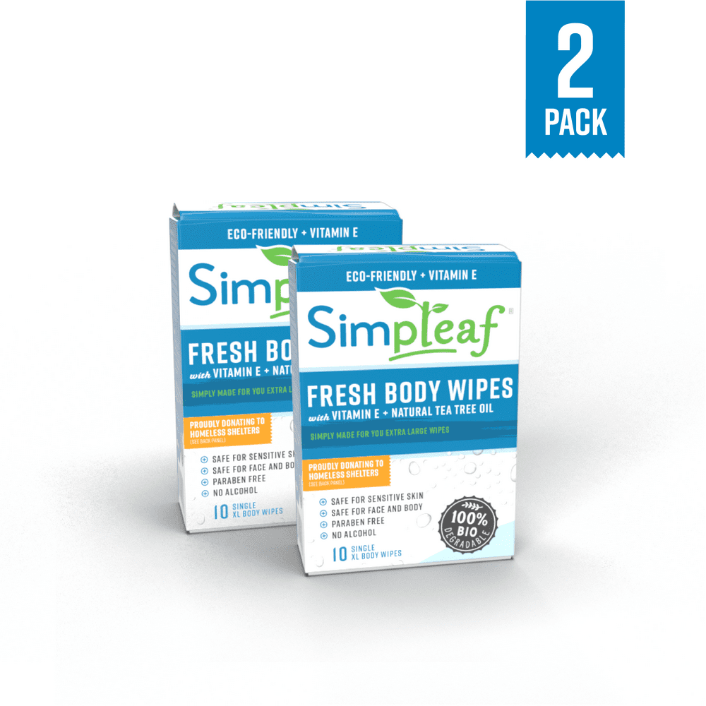Simpleaf Body Shower Wipes | Extra Large Individually Packed Wipes