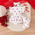 thumbnail image 5 of JAJAHO Infant Romper Baby Girl Clothes Valentine's Day Outfits Heart Print Short Sleeve Bodysuit With Headband Socks 3 Piece Set Cute One-Pieces, 5 of 7