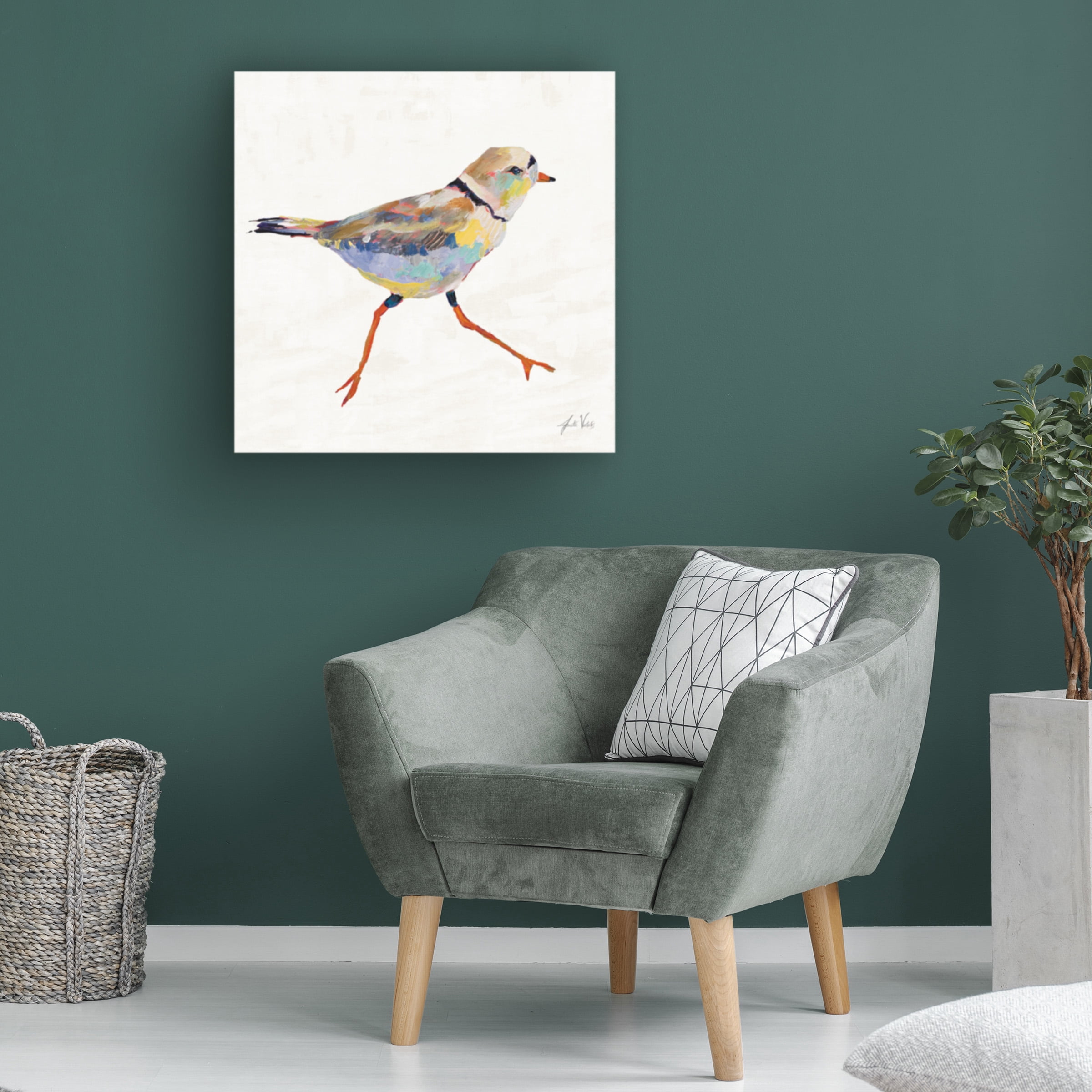 Jeanette Vertentes 'Coastal Plover I Linen' Canvas Art