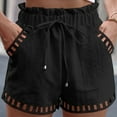 thumbnail image 2 of BLVB Womens Summer Fashion Shorts Elastic Waist Casual Loose Cutout Wide Leg Beach Shorts with Pockets, 2 of 4