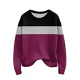 thumbnail image 2 of Long Sleeve Pullover Sweaters For Women O Neck Casual Cute Printing Knit Oversized Sweater for Fall Winter Vintage Feel,Dark Purple,L, 2 of 6