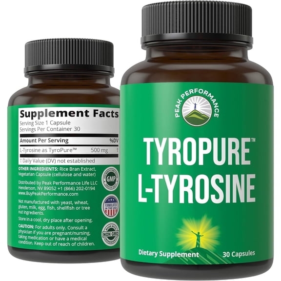 TyroPure L Tyrosine Supplement. More Bioavailable, Cleaner Version of L-Tyrosine. Vegan, Naturally Fermented 500mg Capsules for Mental Clarity, Dopamine. Mood Support for Women and Men