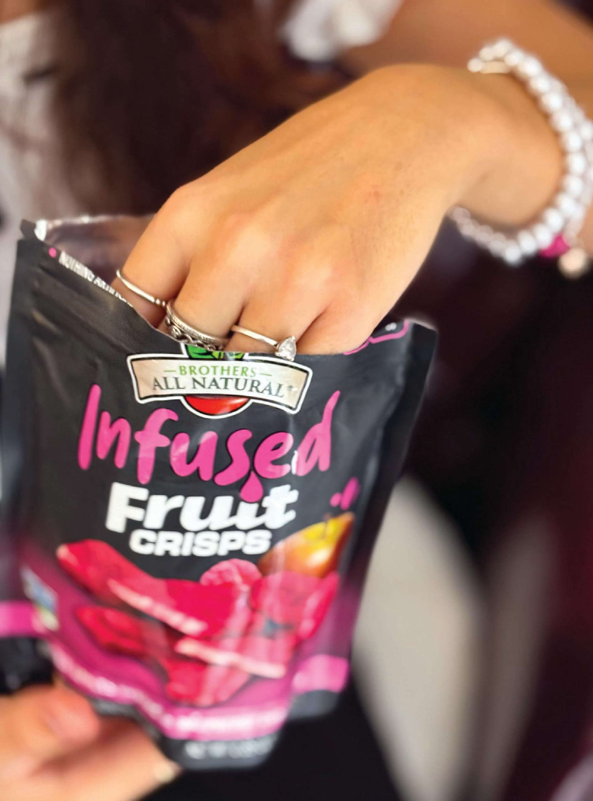Brothers All Natural Infused Freeze Dried Fruit Crisps, Fuji Apple Infused with Raspberry, 0.85 Oz (Pack of 8), Made with 100% Fruit, Gluten Free, Soy Free, Vegan, Healthy Snack, Resealable Pouch
