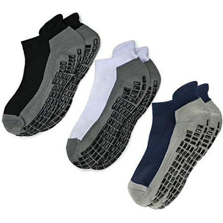 3 Pairs Non Skid Socks with Grips for Adults Elders Diabetic