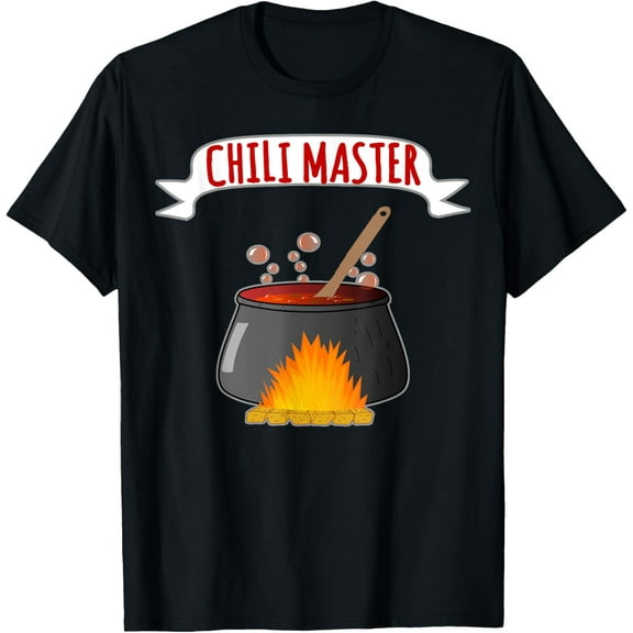 Chili Master Funny Flaming Chili Pot Cook-off Recognition T-Shirt men and women can wear, black, white, gifts