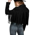 thumbnail image 2 of Lisingtool Clearance Womens Summer Tops Jackets for Women Ladies Fashion Solid Color Fringe Faux Suede Leather Jacket Fashion Fringe Motorcycle Cropped Jacket S-XL Clearance sale, 2 of 5