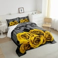 thumbnail image 4 of YST Aesthetics Rose Comforter Set Twin Retro Black Grey Yellow Floral Comforte Rustic Farmhouse Rose Bedding Sets For Kids Teen Adults Valentine'S Day Wedding Quilt Duvet 1 Pillow Case, 4 of 5