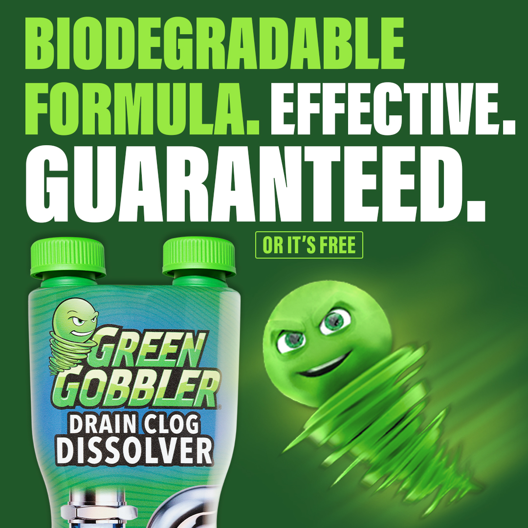 Green Gobbler Drain Clog Remover & Cleaner for Toilets, Sinks, Showers  Septic-Safe, 31 oz