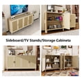 thumbnail image 5 of MDQMD Modern 70'' Farmhouse Rattan Sieboard with 4 Doors,Accent Cabinet with Adjustable Shelves,Natural Wood Rattan Buffet Cabinet for Living Room, 5 of 9