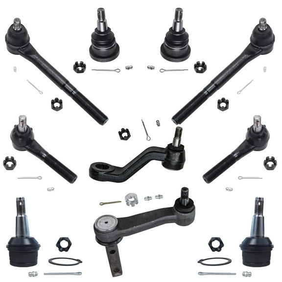 Detroit Axle - 2WD 10pc Front Suspension Kit for 1997 1998 1999 Dodge Ram 1500, 4 Upper Lower Ball Joints, 4 Inner and Outer Tie Rods, Idler Arm, Pitman Arm Replacement