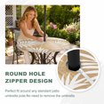 thumbnail image 4 of Round Outdoor Tablecloth with Umbrella Hole and Zipper, Brown Palm Leaf Tablecloth with Elastic Waterproof, Summer Coastal Botanical Tropical Patio Table Covers for 36" - 44" Picnic Pool Tables, 4 of 9