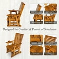 thumbnail image 4 of Fortune Candy 1 Person Wood Patio Glider with Cup Holders and Deep Contoured Seat, Heavy Duty 600 lbs, 4 of 9