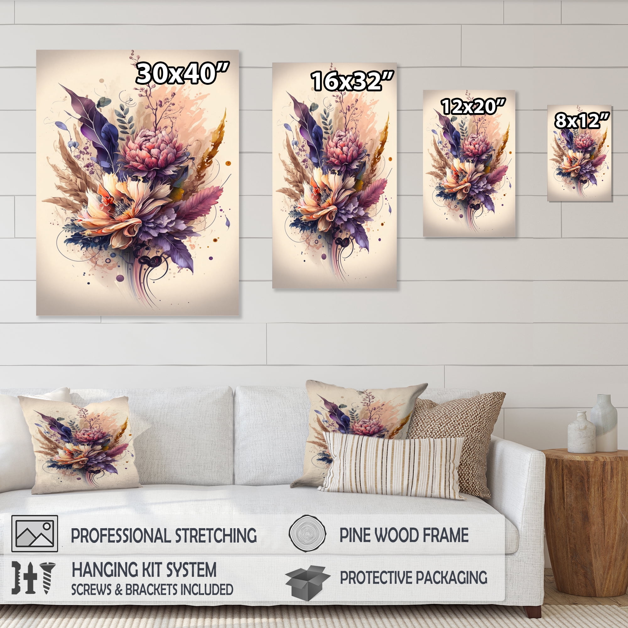 Designart Cute Bouquet Floral Art Canvas Wall Art