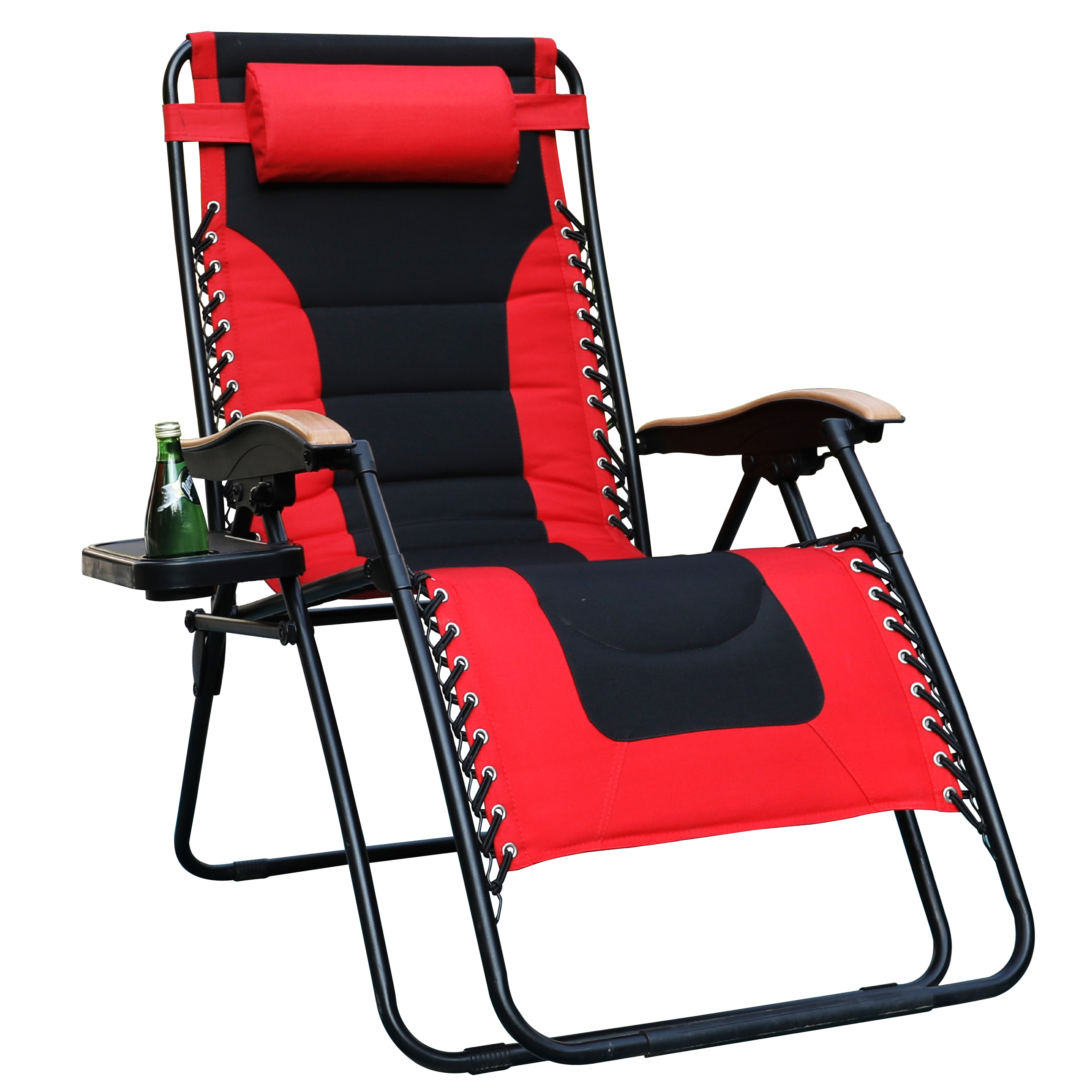 Padded Zero Gravity Lounge Chair Foldable Adjustable Reclining with Cup Holder