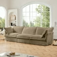 thumbnail image 6 of Slipcovered 3-Seater Sofa Couch with Supple Armrests, Deep Seat Corduroy Upholstered Sofa with Multiple Large Soft Pillows, Comfy Modern Couch for Living Room, Apartment, Camel, 6 of 13