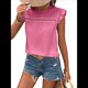 thumbnail image 2 of Top de Cuello Redondo y Mangas para Mujer, Color Rosa, Talla M, 2 of 9