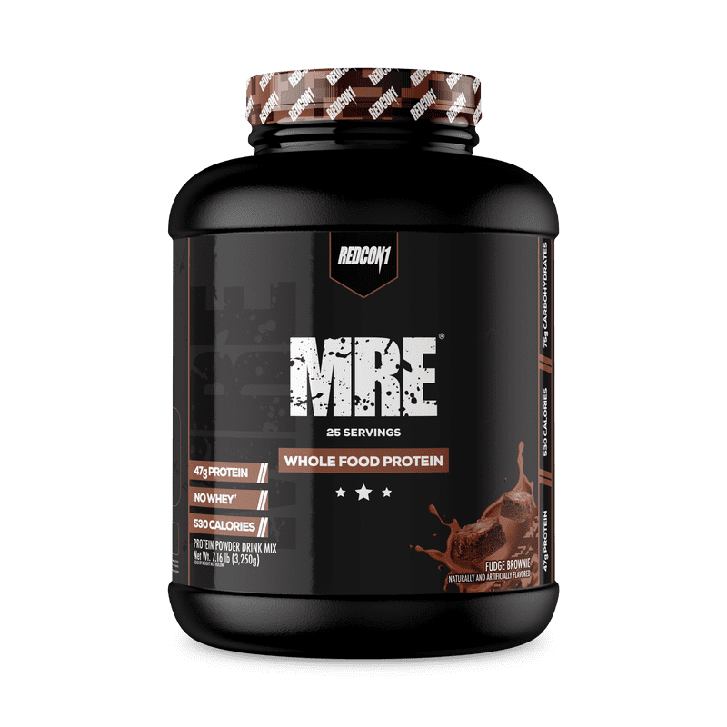 REDCON1 MRE Protein Powder, Fudge Brownie - Meal Replacement Protein Blend Made with MCT Oil & Whole Foods - Protein with Natural Ingredients to Aid in Muscle Recovery (25 Servings)