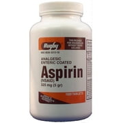 Rugby Analgesic Enteric Coated Aspirin Tablets, 325 mg, 1000 Count