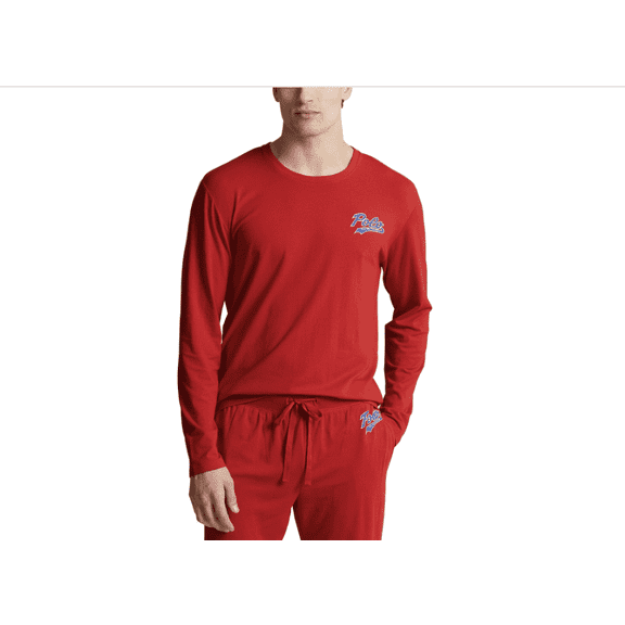 Polo Ralph Lauren Men's Long-Sleeve Sleep Shirt - Red and Rugby Royal