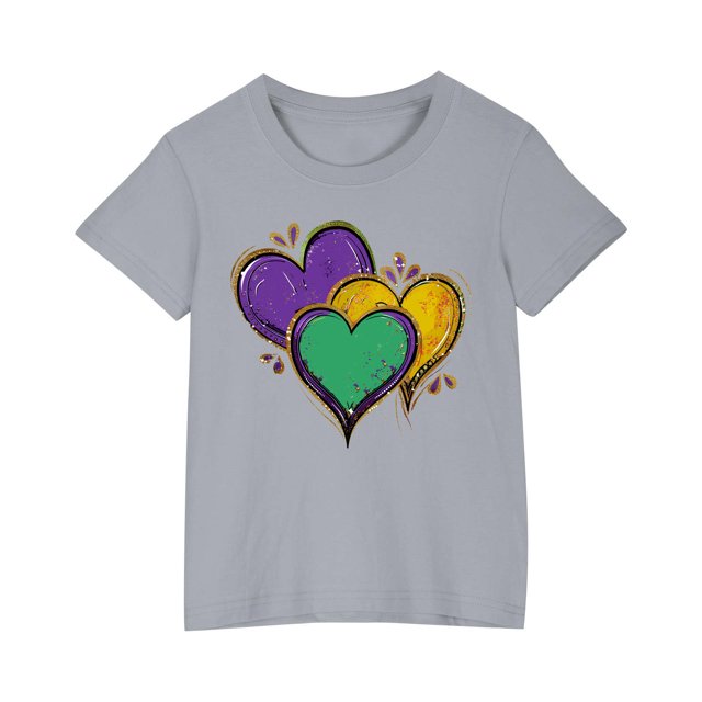 RXIRUCGD 2025 Vêtements d'Été pour Enfants T-shirt Imprimé Mode Mignon Col Rond Manches Courtes