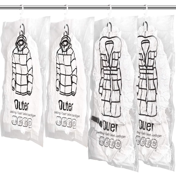 6 Pack Hanging Vacuum Storage Bag,Reusable Space Saver Compressed Bag with Hangers