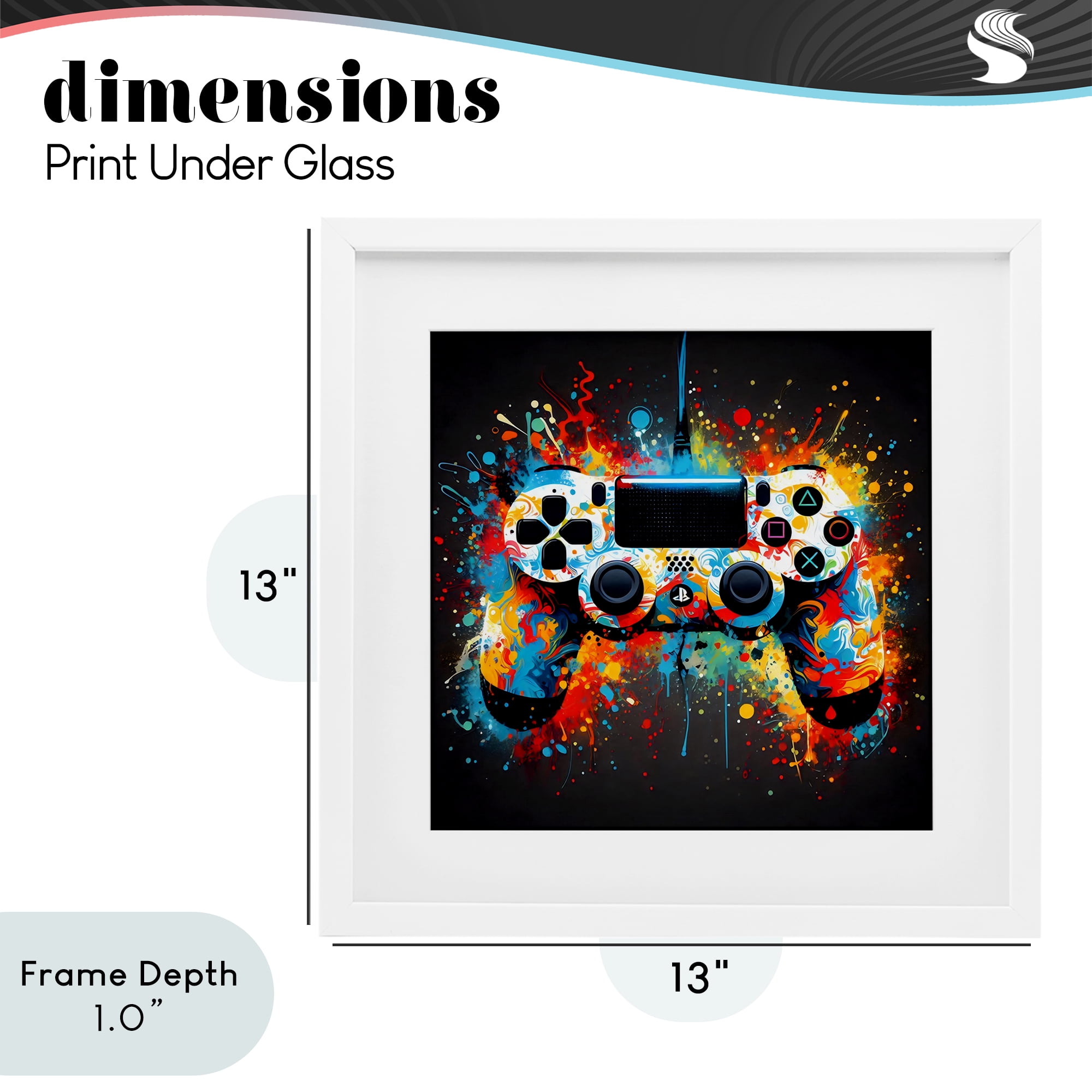 Stupell Industries Colorful Controller Swirl White Framed Print Under Glass, design by Creative Studio