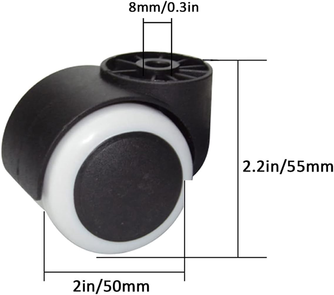 M8 Rodless Office Chair Caster Wheels,Silent Computer Swivel Caster,2in Nylon Furniture Appliance Equipment Casters,Load Capacity 125kg,for Old Connecting Rods,5pcs -