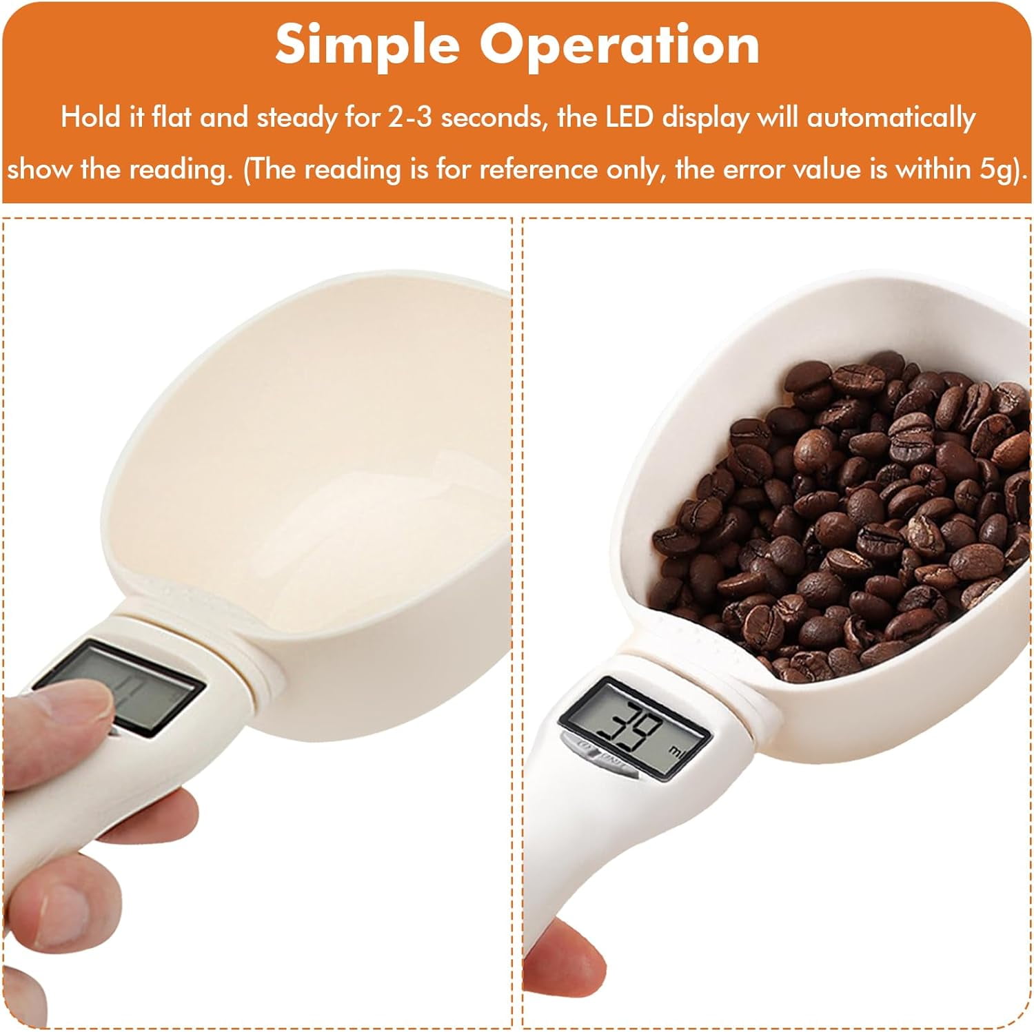 2pcs Digital Measuring Spoon Scale,Electronic Measuring Spoon 800g/0.1g High Precision with Screen,Adjustable Measuring Spoon for Pet Food, Coffee, Baking, Cooking