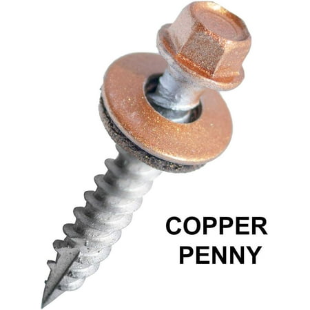

EAGLE 1 (1000 Count) Metal Roofing Screws Painted Hex Washer Head Sheet Metal Roof Screw. Self Starting/self Tapping Metal to Wood Sheet Metal Roofing siding Screws (1 Copper)