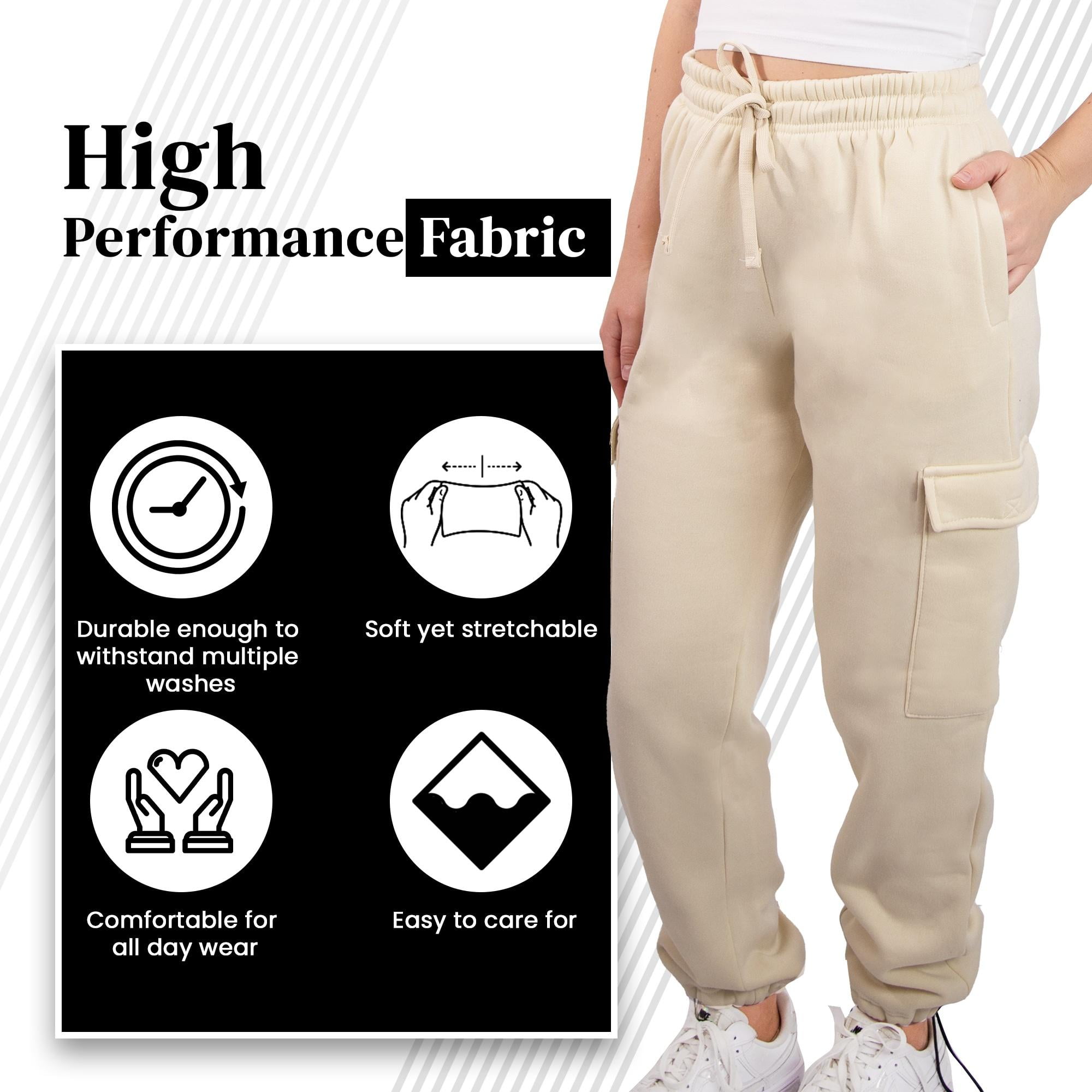 [2 Pack] Women's Sweatpants Cargo Jogger Soft Fleece Adjustable Pants, Sizes S - 2XL