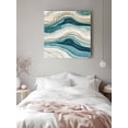 thumbnail image 6 of Teal Green Canvas Wall Art, Beige Gradient Wave Lines Abstract Ombre Art Framed Wall Decor Modern Artwork Prints Painting for Living Room, Bedroom, Kitchen & Cafe Decor 8x8 Inch, 6 of 9