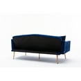 thumbnail image 6 of Mid-Century Upholstered Loveseat Sofa Velvet Tufted Sleeper with 2 Pillows, 2 Seater Couch Accent Adjustable Sofa Bed with Rose Gold Metal Legs for Small Spaces, Navy Blue, 6 of 8