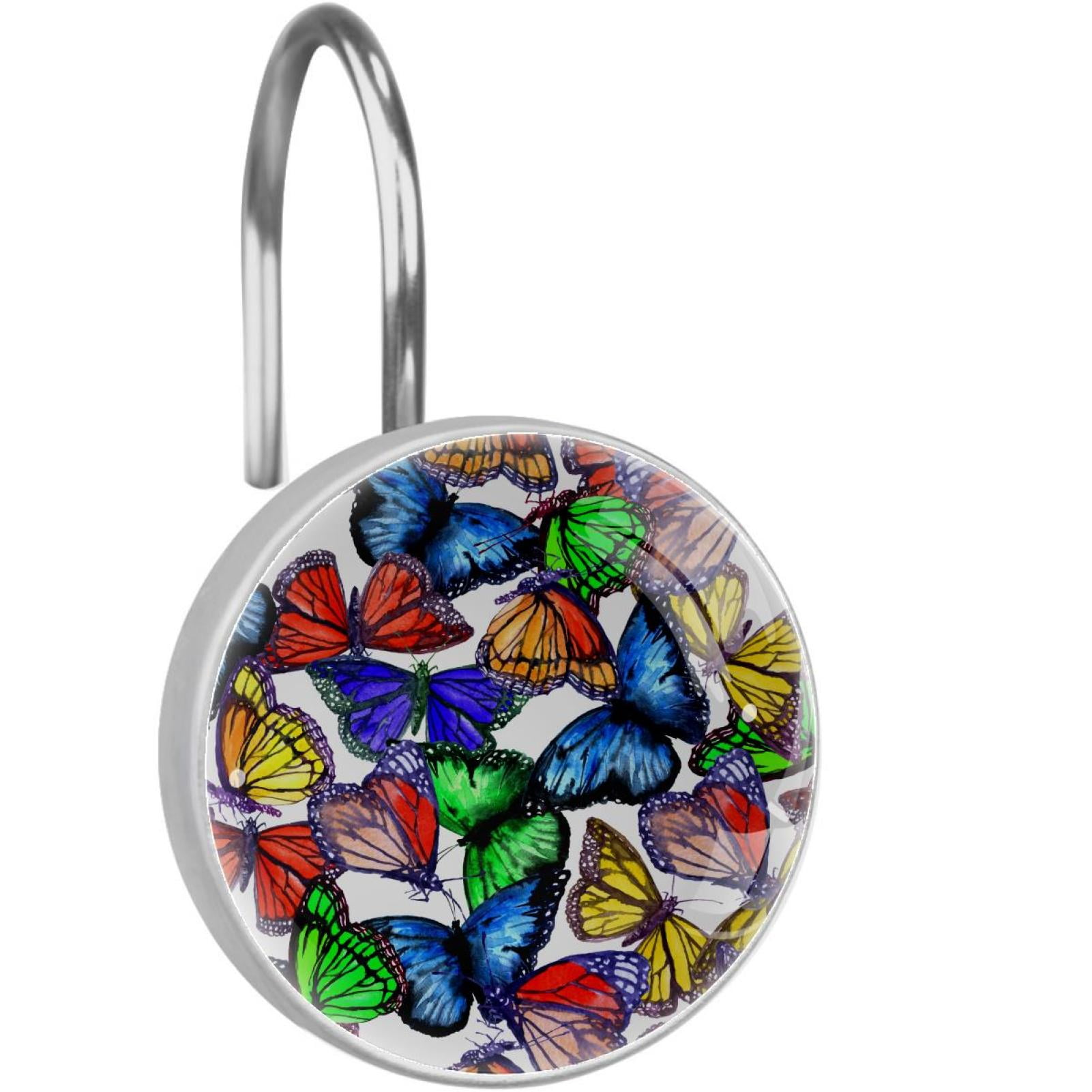 Butterfly Shower Curtain Hooks（Set of 12）for Home Hotel Shower Rods