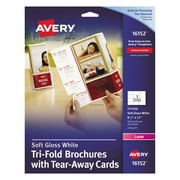 Avery Tri-Fold Brochure w/Tear-Away Cards, 8 1/2 x 11, Soft Gloss White, 50/Pack