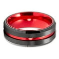 thumbnail image 2 of Red Tungsten Wedding Ring,Red Wedding Band,Black Tungsten Ring,Anniversary Ring,8mm wedding Ring,Engagement Ring, 2 of 3
