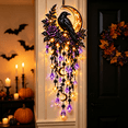 thumbnail image 6 of Elegant Halloween Cascade Wall Light, Raven Midnight Decor with Raven Crescent Moon and Cascading Crystals, Gothic Wall Hanging for Halloween Home, 6 of 6