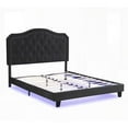 thumbnail image 3 of Upholstered Queen Bed in Black Velvet - Curve Design with Button Tufting - Stable Wooden Structure - LED Lights for Bedroom - Easy Assembly, 3 of 12