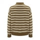thumbnail image 4 of Suéteres Prolriy para mujer, suéter de cuello alto medio con contraste de rayas retro para mujer, suéter holgado informal de fondo, suéteres para mujer, tops para mujer beige, 4 of 4