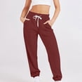 thumbnail image 2 of Lixiuxyad High Waisted Pants Women's Solid Color Jogging Pants With Drawstring Red, 2 of 6