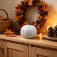 thumbnail image 4 of Fall Decor Halloween Pumpkin Decorations White Blue Foam Artificial Pumpkin Pastel Autumn Harvest Tabletop Decor Farmhouse Cottagecore Tiered Tray Centerpiece for Thanksgiving (1PCS), 4 of 7