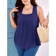 thumbnail image 6 of ANFERRY Plus Size Tank Tops for Women with Shelf Bras Pleated Tops Square Neck Sleeveless Split Side Camisoles, 6 of 7