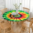 thumbnail image 3 of Rainbow Tie Dye Mandala Pattern Round Fitted Tablecloth with Elastic Edge,Dining Table Cover Waterproof,Outdoor Round Tablecloth for Camping,Dining,Indoor and Outdoor, 3 of 7