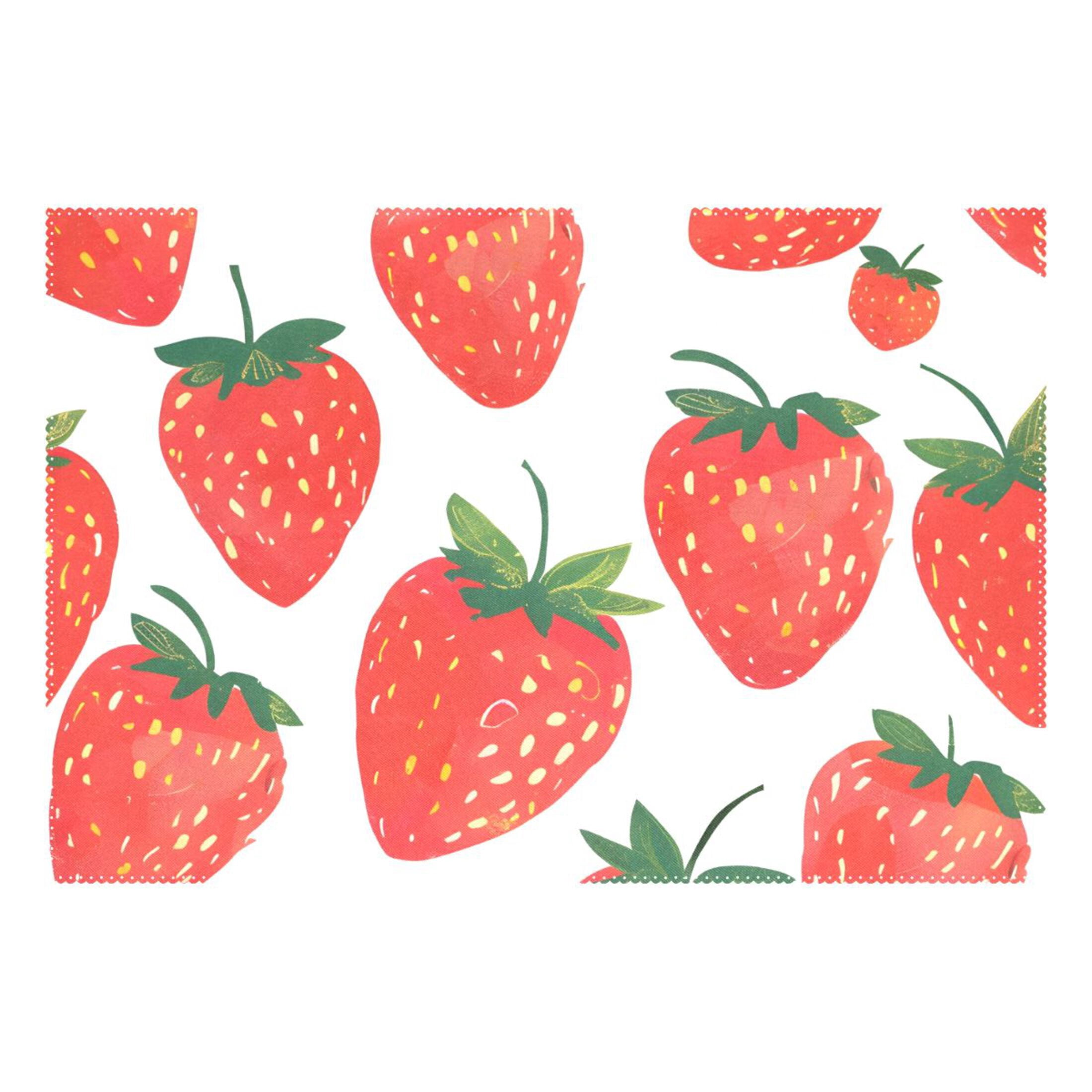 Strawberries 12×18 inch Placemats Heat Resistant Washable Foldable Rectangular Placemats Set Decoration Indoor Outdoor for Kitchen Dining Table 6PCs