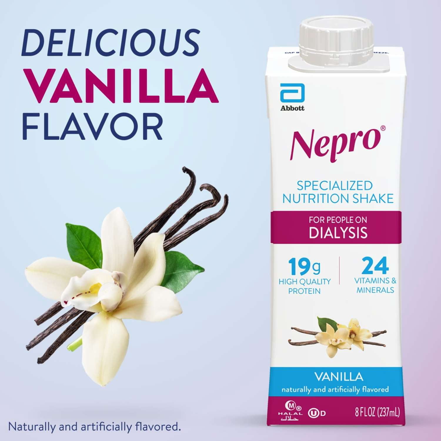 Nepro Nutrition Shake for People on Dialysis, Vanilla, 8 fl oz, Pack of 24