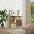 thumbnail image 6 of Bookshelf with Storage Bins, 8-Cube Storage Organizer, Modern Wood Open Bookcase, Multifunctional Display Shelf for Living Room, Bedroom, Home Office, Oak, 6 of 6