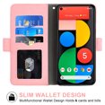 thumbnail image 2 of Compatible avec Google Pixel 5 Étui Portefeuille en Cuir à Rabat Porte-Cartes Support Accessoires pour Cellulaire Porte-Monnaie Fente pour Pièce d'Identité de Crédit Étuis de Téléphone pour Pixel1 Femmes Hommes Rose, 2 of 5