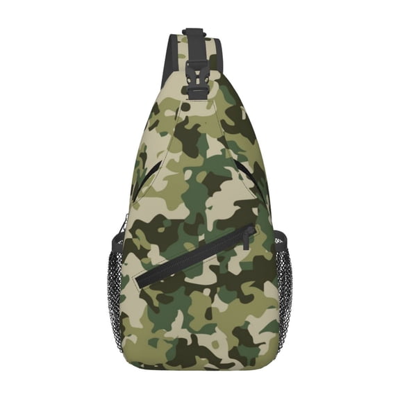 Military Camouflage Green Camo Sling Backpack Shoulder Chest Crossbody Bag Causal Travel Hiking Daypack